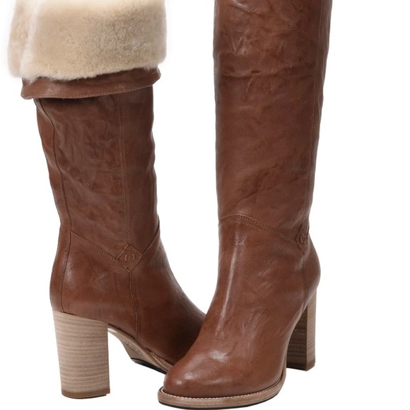 Michela waterproof leather cognac tall boot - Picture 2 of 11